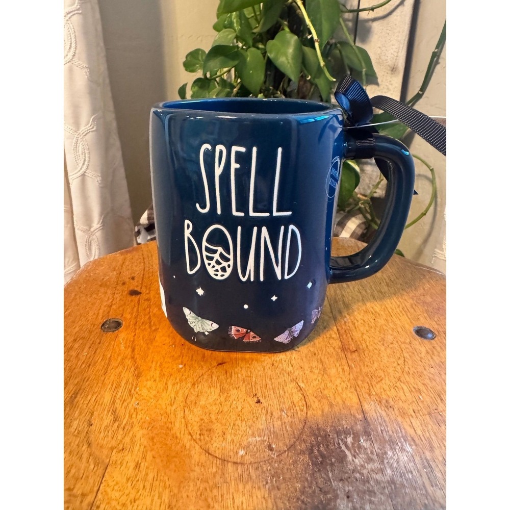 Rae Dunn SPELL BOUND mug blue w/ butterflies Halloween